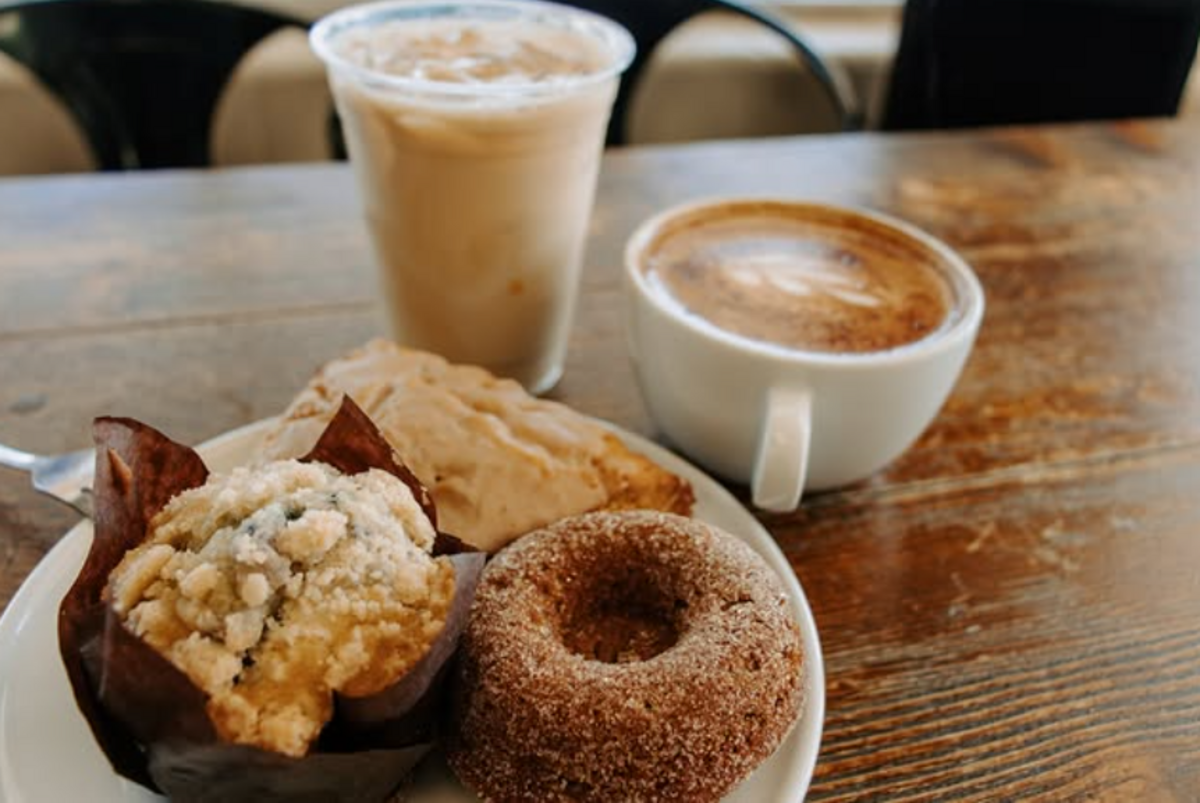 Brew Haha Coffeehouse is an entirely gluten-free kitchen, and offers gluten-free scones, donuts, brownies, bagels and crêpes.